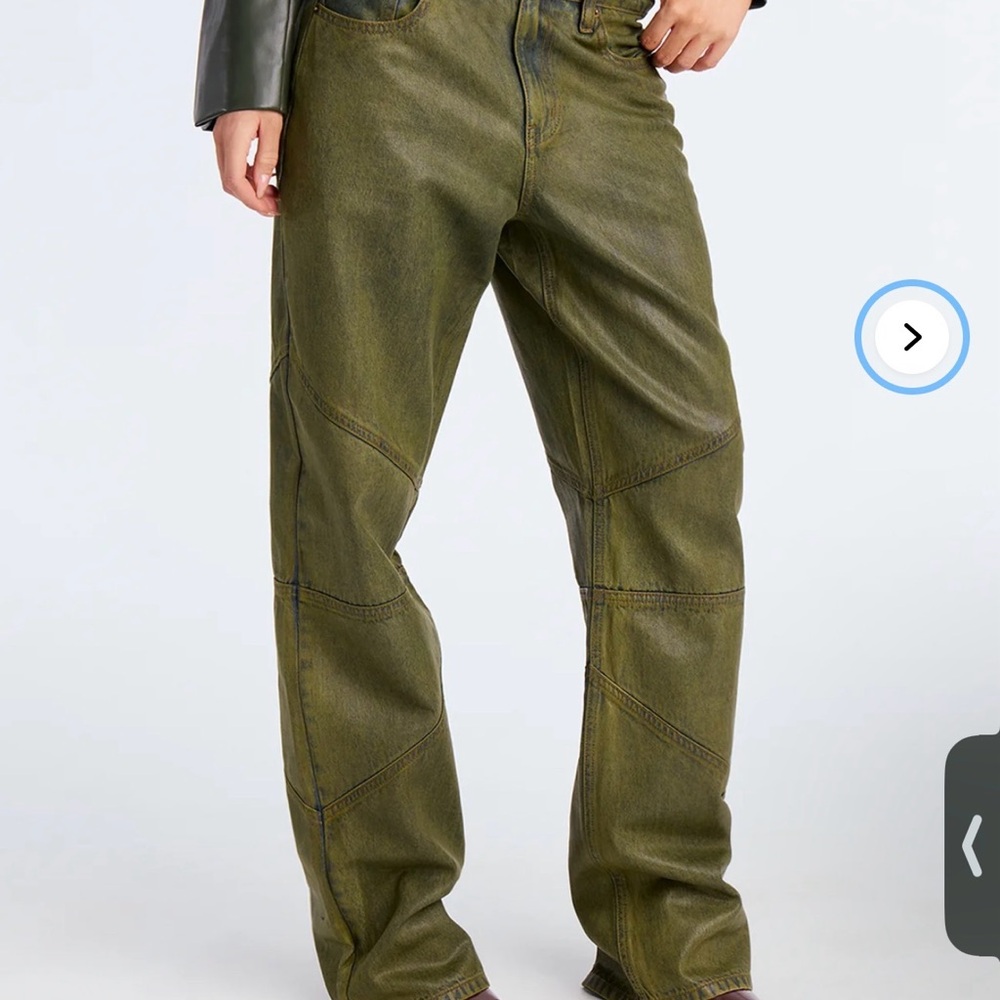 Fashion Nova Olive Green Patchwork Wide Leg Pants